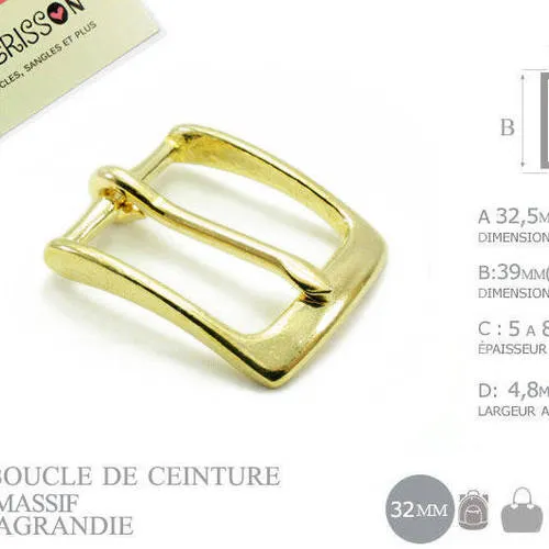 32mm - laiton massif - boucle de ceinture