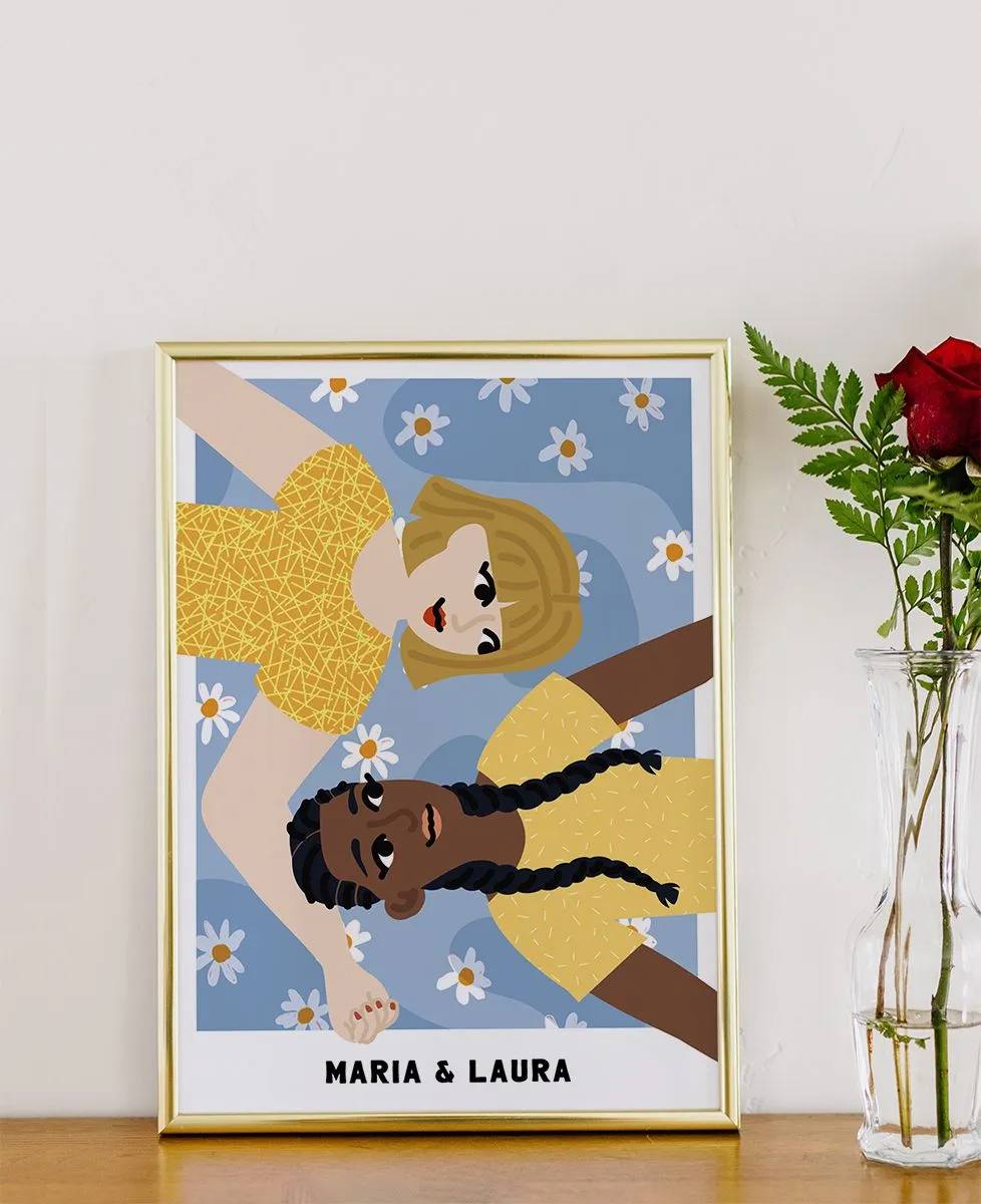 Affiche Couple allongé personnalisé