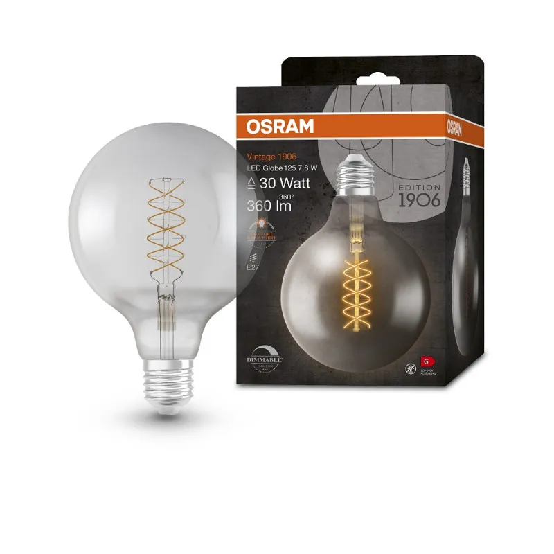 Ampoule LED à filament 7.8W Dimmable Vintage Edition 1906 Globe 125mm Fumé - Osram Ledvance