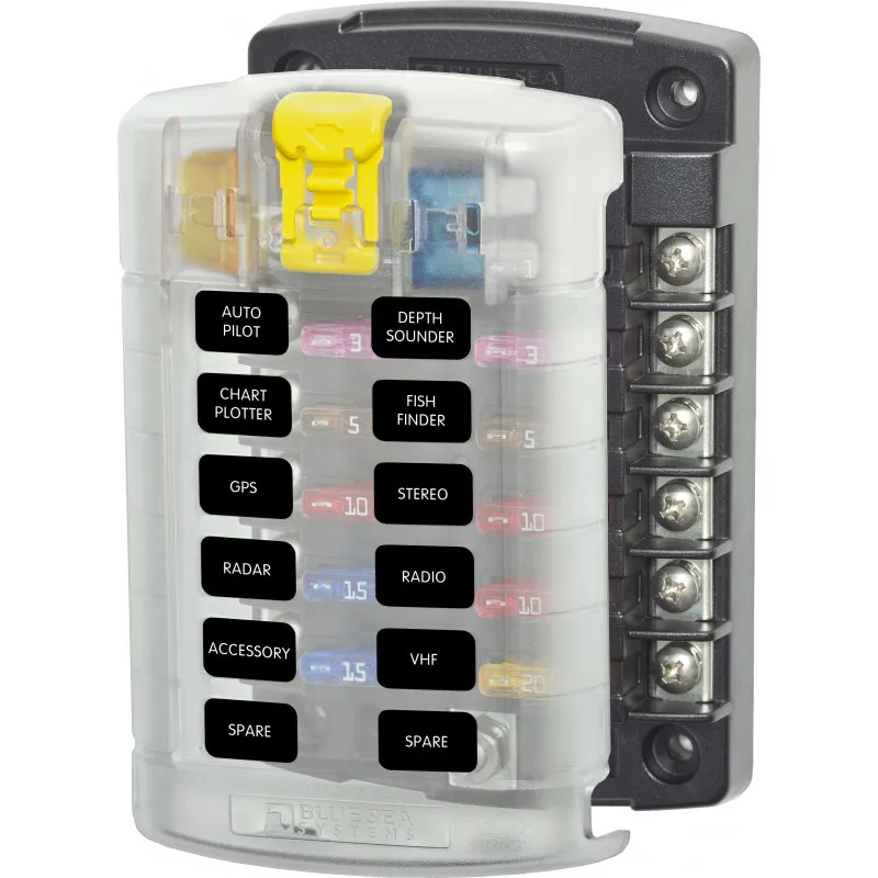 Boitier porte-fusible 12 circuits et 1 entrée positive avec couvercle - Sans emballage/notice - Blue Sea Systems