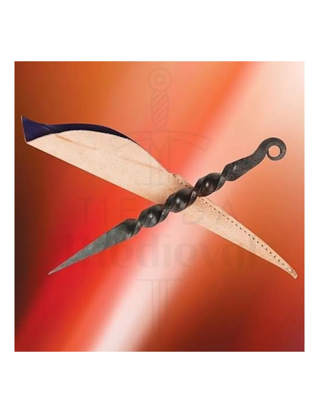 Dague médiévale en spirale avec fourreau (16 cm.) ⚔️ Boutique Épées