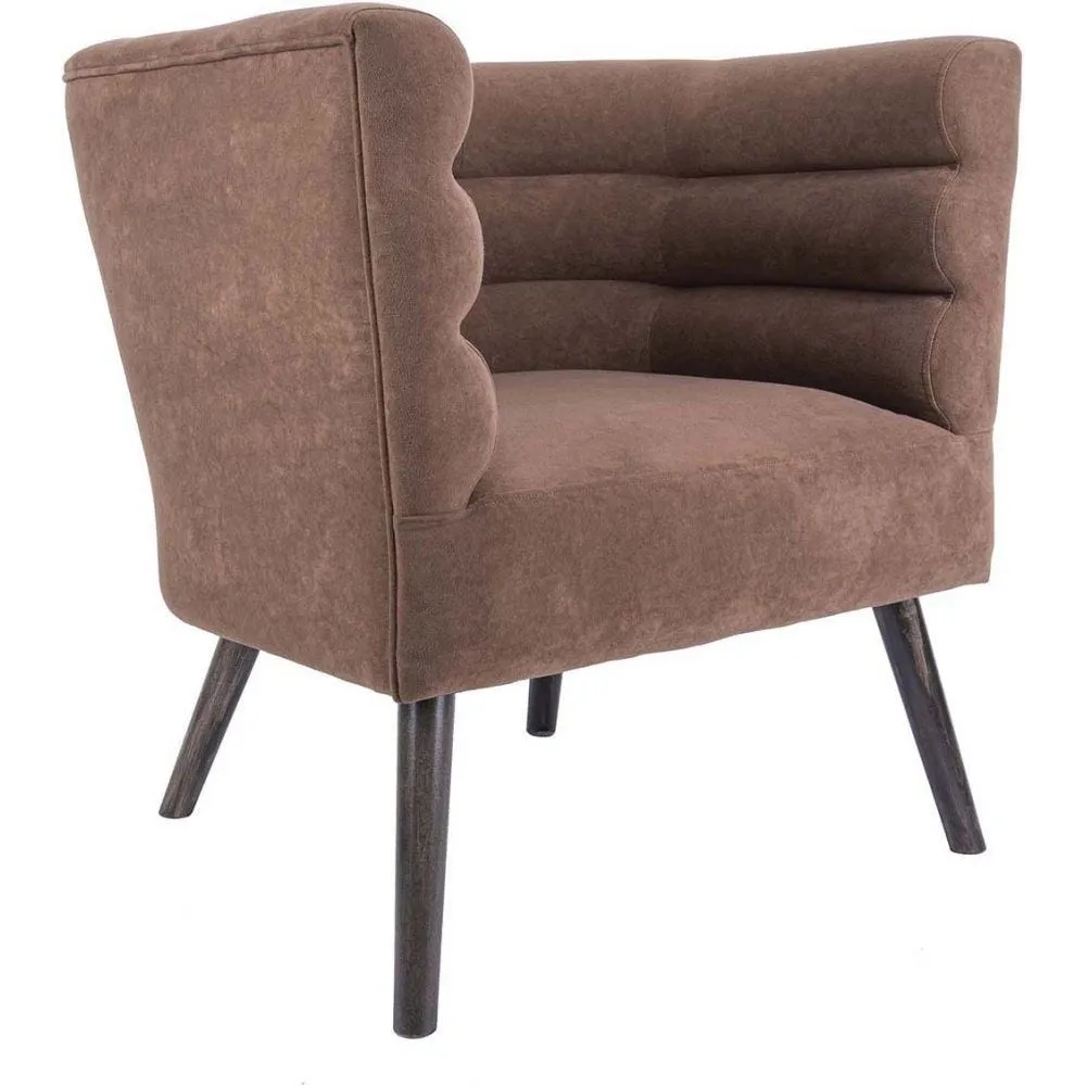 Fauteuil design en velours et bois explicit chocolat
