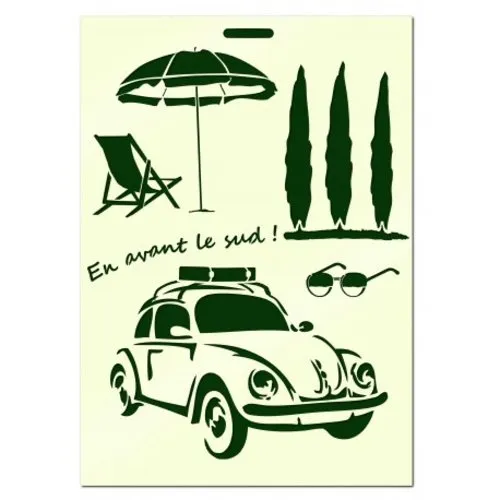 Pochoir mylar 21*29.7cm coccinelle ww en vacances