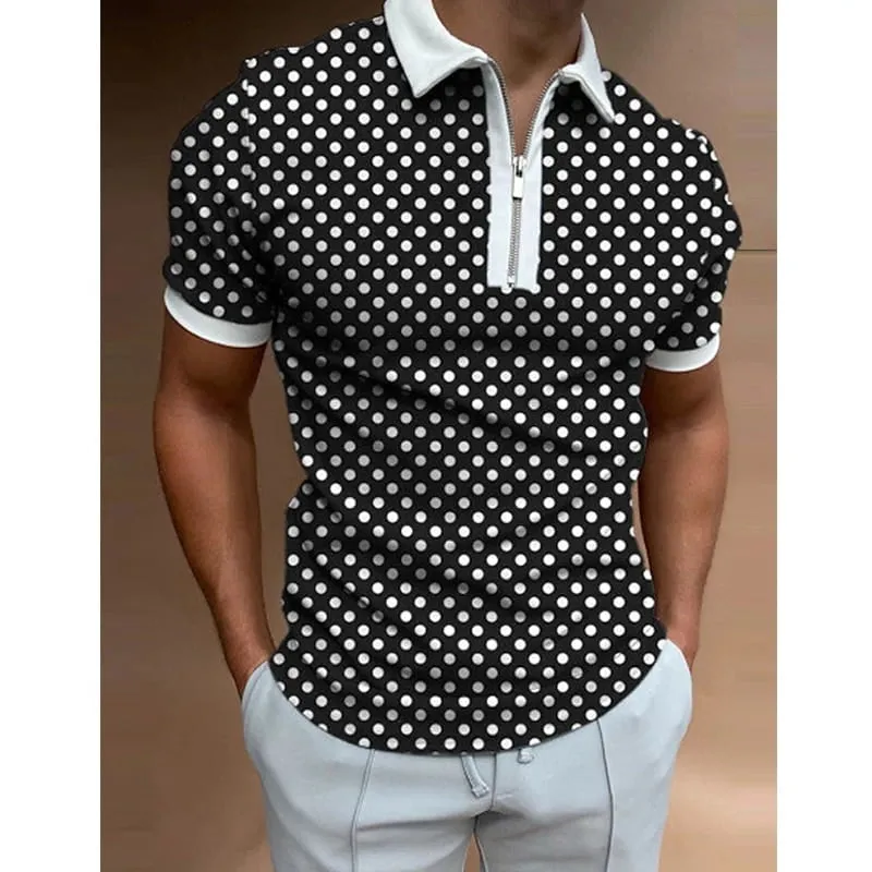 Polo Golf Hommes Imprimé Pois Décontracté