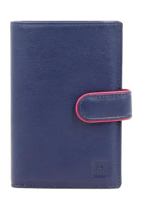 Portefeuille européen cuir vachette bleu