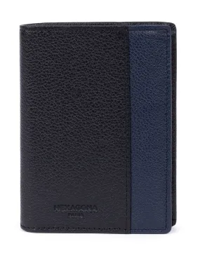 Portefeuille européen cuir vachette grainé noir marine