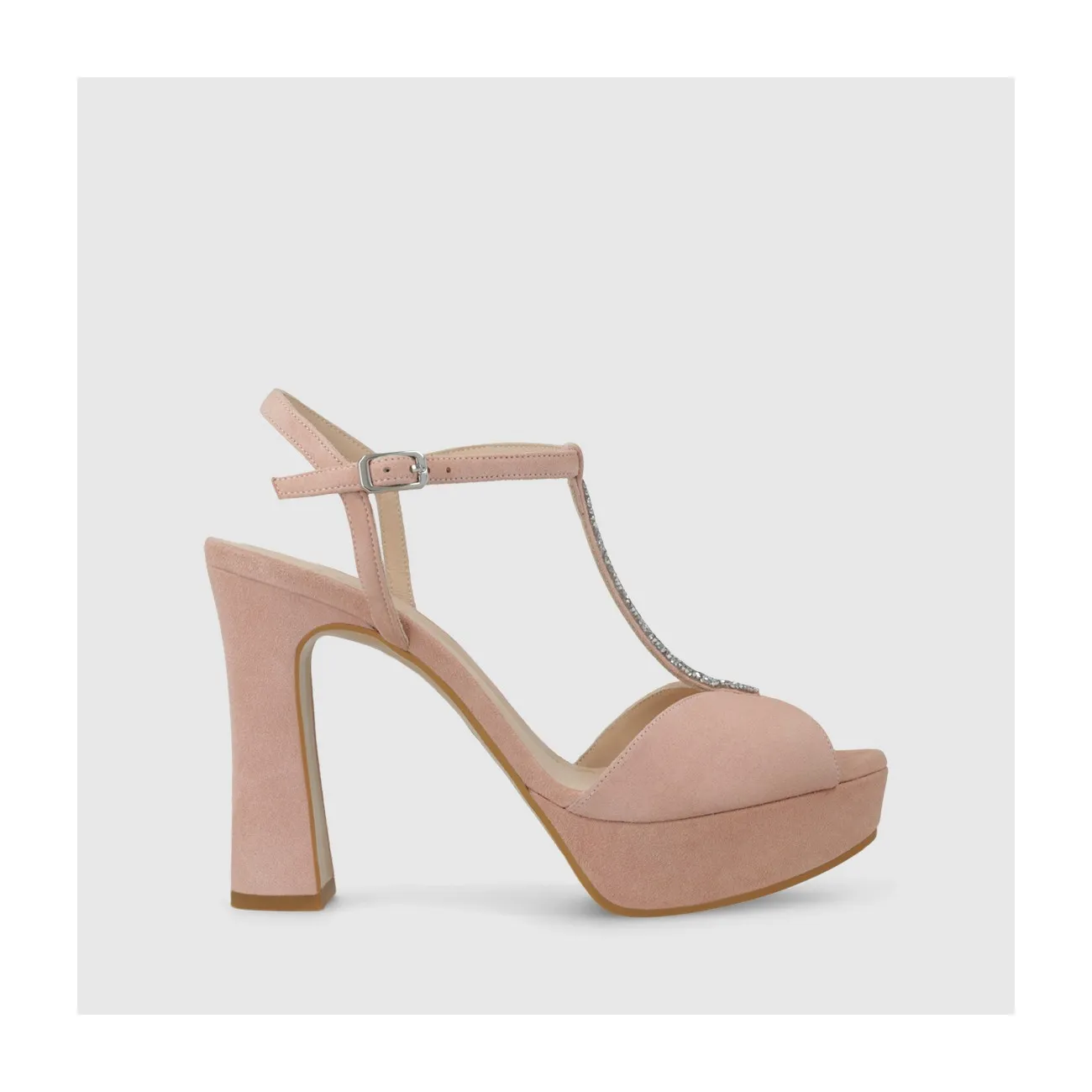 Sandalias con plataforma de novia en ante palo. I LODI Zapatos de mujer online.