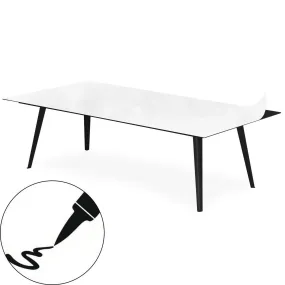 Table basse magnétique rectangulaire Bipolart Métal Noir avec 1 Top Tableau blanc effaçable | 3 Suisses